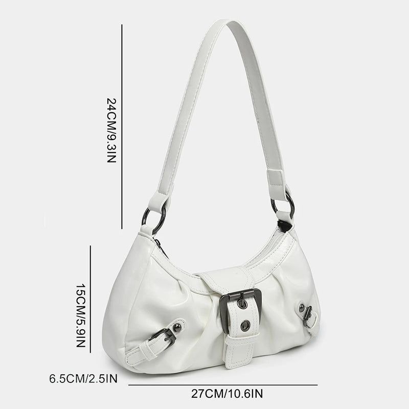 Women's Pleated Hobo Red Shoulder Bag for Women PU Leather Clutch Handbag Purse Y2K Bag for Girls Chic Travel Commuter Bag