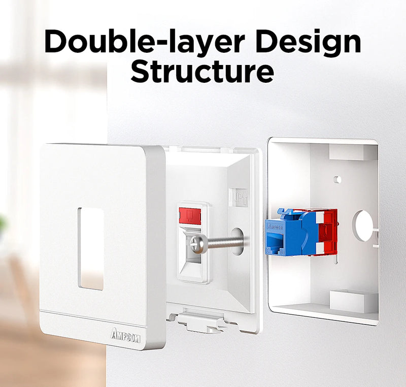 AMPCOM RJ11 RJ45 Faceplate Wall Socket Wallplate Face plate 1-Port 2-Port 4-Port Networking Telephone Socket Outlet Mount Panel