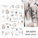 3D Snake Laser Stickers for Manicure Black Gold Abstract Leaves Luxury Nail Art Adhesive Slider Polish Decor Decals SASW-SJ