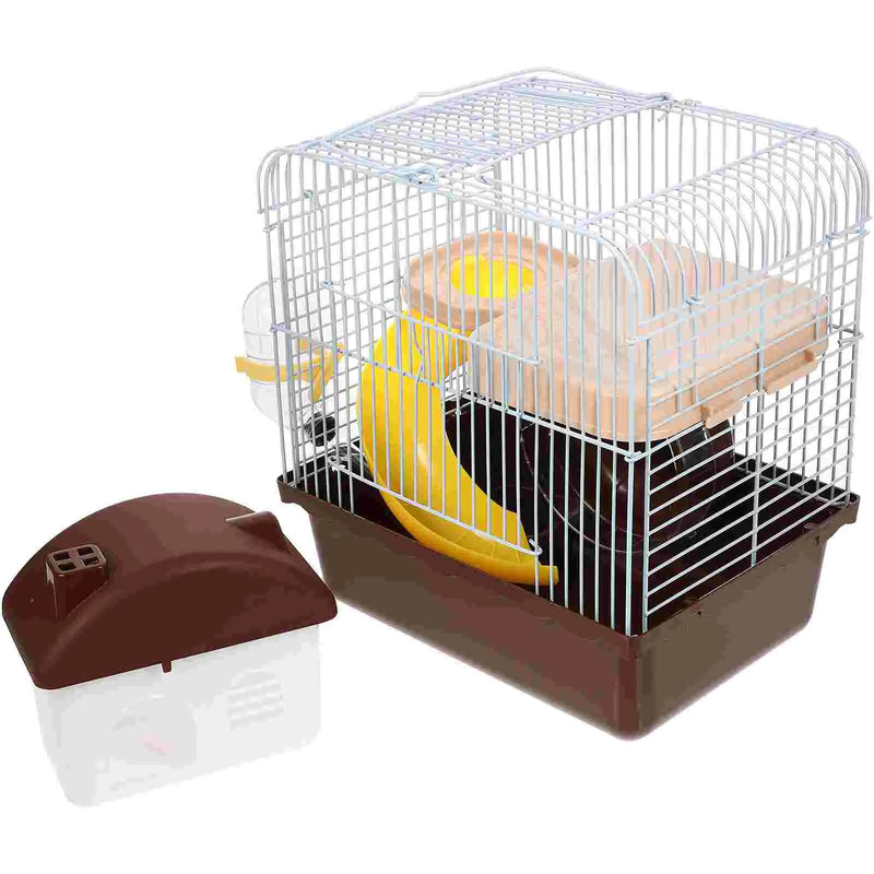 1pc Double Layer Hamster Cage Acrylic Portable Small Pets House Chinchilla Hamster House (Brown)