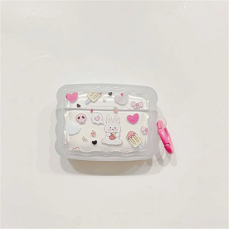 Cute Cartoon Wave Lovers Cover For Apple Airpods Pro 2nd Fashion Smile Heart Earphone Protector Cases for Airpods 1 2 3 Keyring