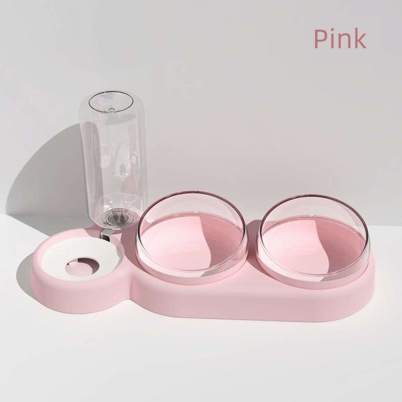 Cat Bowl Glass Cat Food Holder Double Bowl Dog Bowl Pet Bowl Cat Food Bowl Water Bowl Cat Supplies Protection Cervical Spine Anti-Tumble