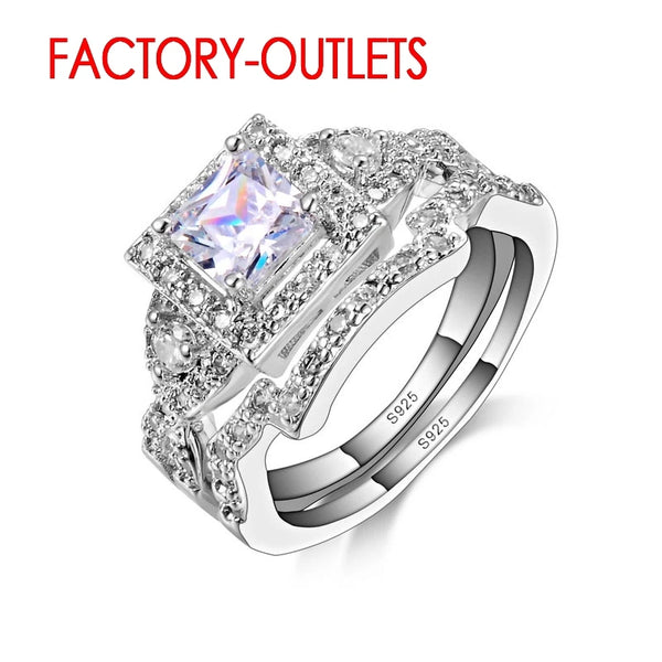 925 Sterling Silver Needle Engagement Ring Romantic Fashion Jewelry  Elegant Crystal Bezel Setting Women Girls Wholesal