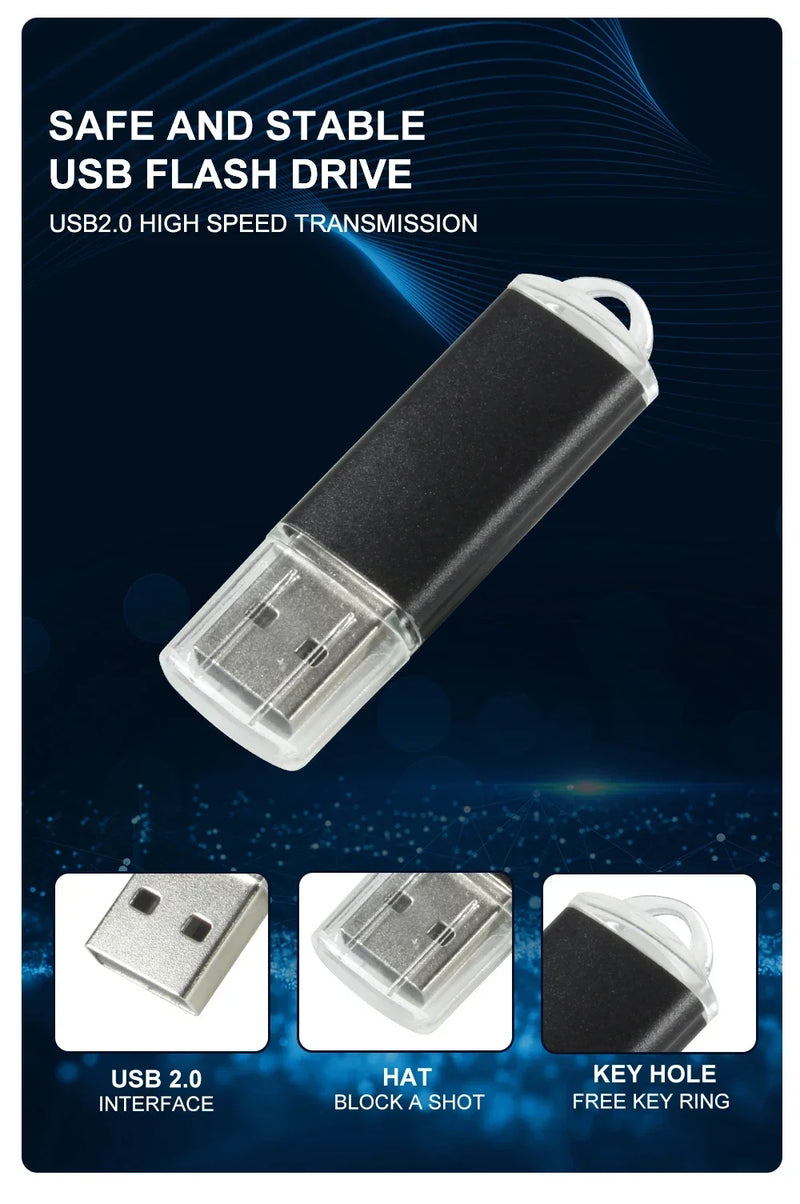 50Pcs/lot USB 2.0 Flash Drive 128MB 1GB2GB 4GB 8GB Pen Drive 16GB Pendrive 32GB USB Stick 64GB Memory Flash Disk Free Laser Logo