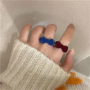 Velvet Bowknot Ring for Women Girls Blue Red Bow-knot Cute Rings Gift for Girlfriend Lover Korean Fashion Wedding  Jewelry