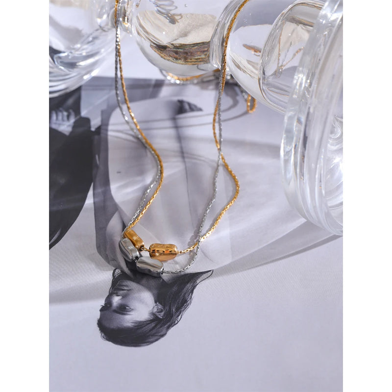 Yhpup 316L Stainless Steel Casting Metal Golden Bean Removable Pendant Necklace PVD Waterproof Office Lady Daily Jewelry Gift