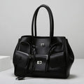 Meet You Luxury Design Large Capacity Black Pu Leather Tote Bag Ladies Multi-pocket  Shoulder Bag Office Lady Commuter Handbag