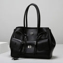 Meet You Luxury Design Large Capacity Black Pu Leather Tote Bag Ladies Multi-pocket  Shoulder Bag Office Lady Commuter Handbag