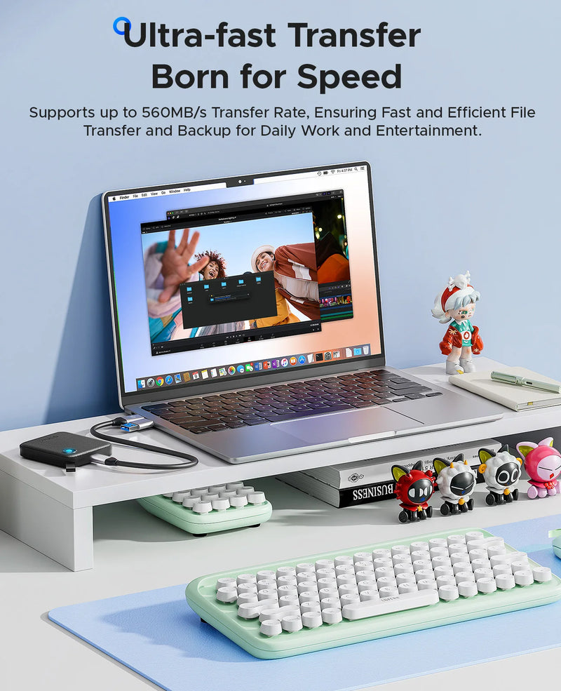 ORICO Portable External Solid State Drive External Hard Drive USB 3.2 Gen2 SSD for iPhone 15/Pro Windows Mac Lightweight