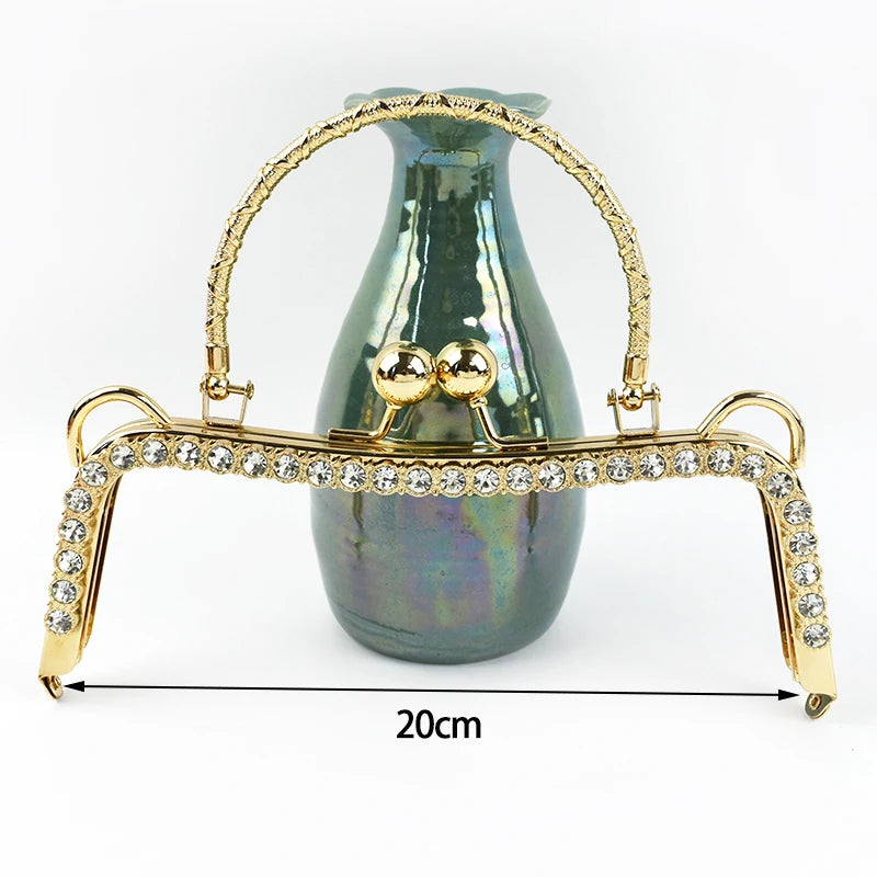 1Pc Deepeel Retro Square Embossed Bag Handles Metal Handmade Sewing Brackets Kiss Clasp Handbag Purse Frame Handle Accessories