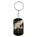 Stainless Steel Anime Keychain One Piece Luffy Ace Blackbeard Wanted Metal Key Holder Pendants Key Chains Souvenir Trinket Gift
