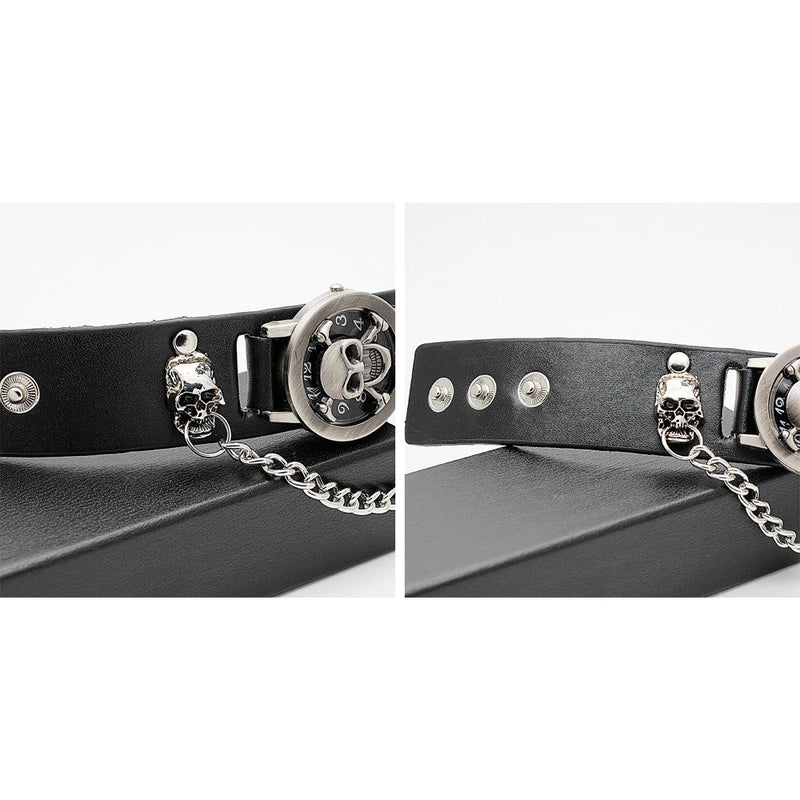 Classic Flip Design Punk Skull Men's Wrist Watch Stainless Skull Chain Elements Cool Fashion for Cosplay Lovers Watches