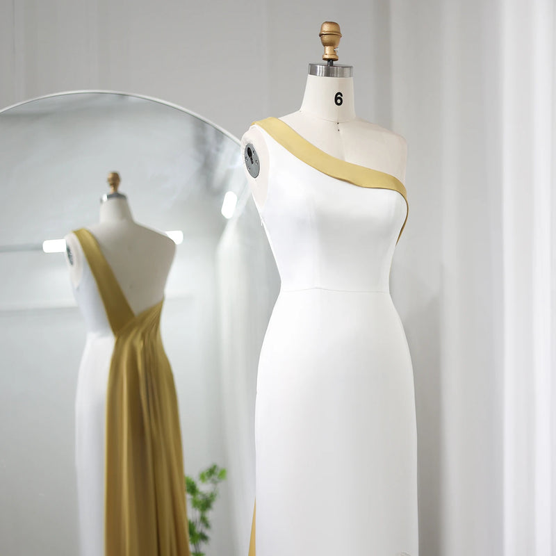 Sharon Said Luxury Beaded Butterfly White Lilac Evening Dresses for Women Wedding One Shoulder Midi Party Dress SS475 Customized