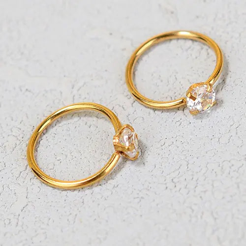 1Pair Mini Tragus Helix Piercings Stainless Steel Septum Nose Ring Studs Crystal Zircon Hoop Earrings Body Jewelry for Women Men