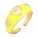 Heart Enamel Ring, Neon Pink Orange Turquoise Blue Pendant Oil Dropped, Sweet Romantic Party Jewelry Wholesale P33