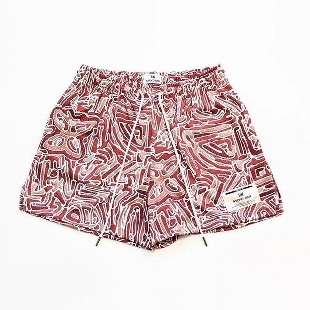 RYOKO RAIN New summer men's shorts men and women's fashion beach seaside casual shorts mesh sports quick-drying quarter pants