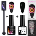LILYCUTE 7ML 9D Cat Magnetic Gel Polish Set Semi Permanent Soak Off UV LED Glitter Nails Magnet Stick Black Gel Needed