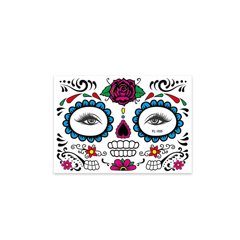 Face Festival Tattoo Costume Party Stickers Halloween Waterproof Temporary Tattoo Stickers Makeup Body Dress Up Decoration