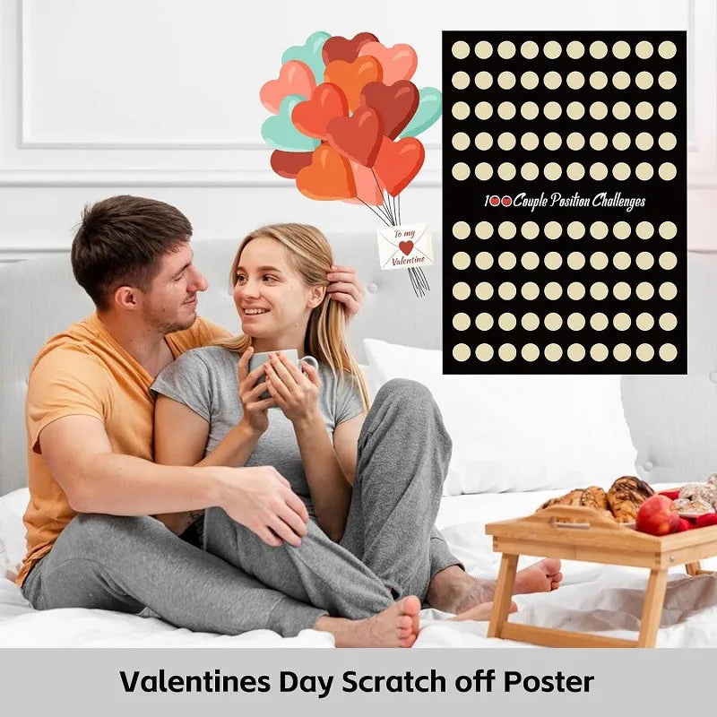 Couple Game Scratch Off Poster Bedtime Calendar Poster Scratch Off 100 Dates List Valentines Day Gifts Couple Memorable Moments