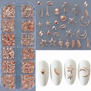 1000Pcs Gold Star Moon Glitter Nail Charms Metal Tips Slice Rivet DIY 3D FlatBack Nail Art Decorations Nails Jewelry Accessories