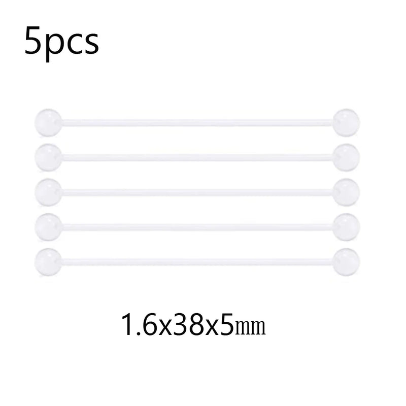 5PCS Clear Piercing Septum Nose Studs Nose Hoop Tongue Ring Helix Ear Hoop Lip Stud Eyebrow Tragus Septum Horseshoe Rings