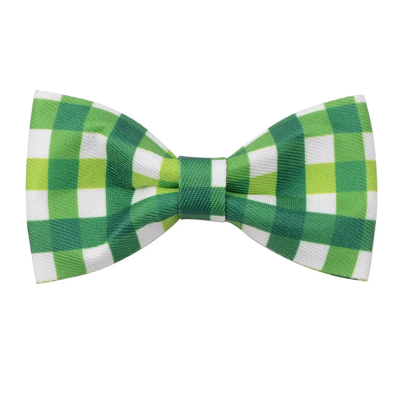 50/100pcs St.Patrick's Day Dog Accessories Plaid Style Dog Bow Ties Sliding Pet Dog Collar Accessories Clover Pet Supplies