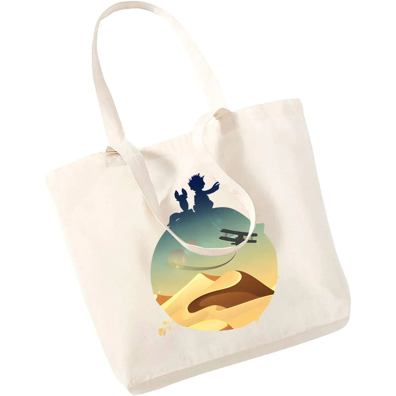 Cartoon Earth Space Little Prince Shopping Bag Women Pattern Handbag Casual Large Top-handle Bags for Women