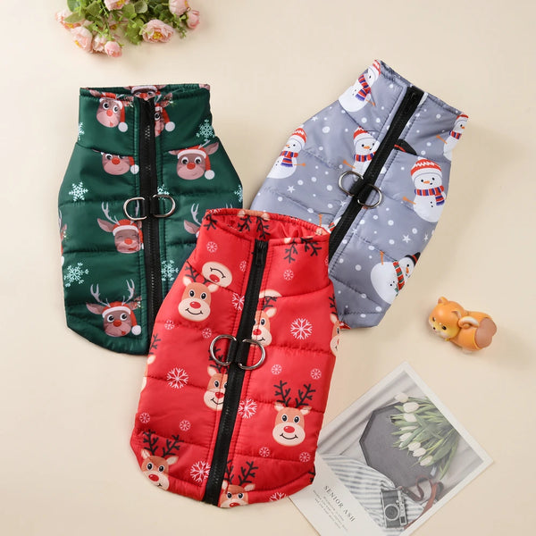 Autumn Winter Dog Clothes for Small Medium Dogs Cats Waterproof Puppy Christmas Print Jacket Coat Yorkshire French Teddy Outfits