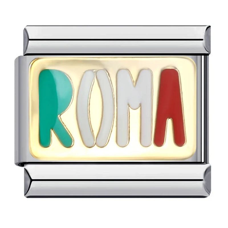 GEMOSA New Personalized Signature Words Italian Charms Link Fit 9mm Stainless Steel Bracelet Making DIY Jewelry for Women Men