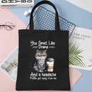 Animal Joke Graphic Tote Bag Ladies Shopping Bag Cat Aesthetic Reusable Canvas Shoulder Bag Stylish Student Shoulder Handbag