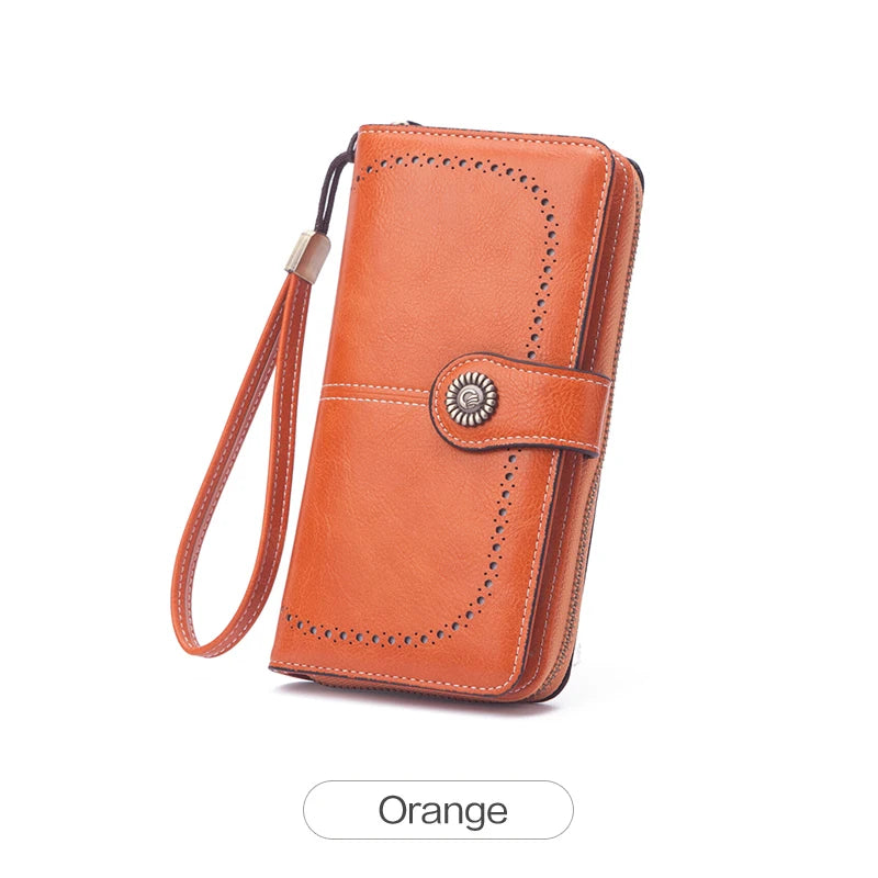 High Quality Women Wallet RFID Anti-theft Leather Wallets For Woman Long Zipper Large Ladies Clutch Bag Female Purse Card Holder