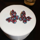 Exaggerated Luxury Crystal Flower Stud Earrings Women's Temperament Elegant Fashion Design Wedding Party Jewelry Valentine Gifts