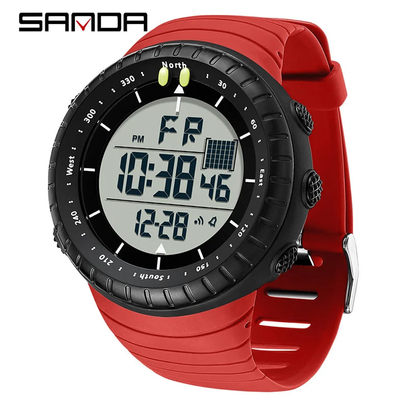 SANDA Men's Electronic Watch Outdoor Sports LED Analog Digital Alarm Clock Chronograph Multifunction Waterproof Men's Wristwatch