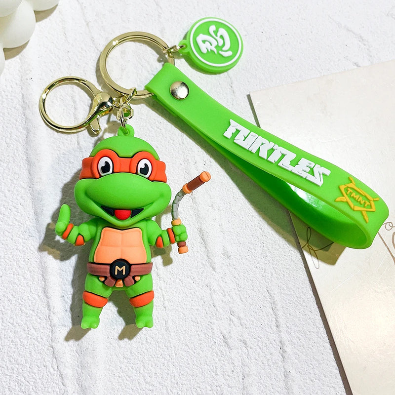 Anime Ninja Turtle Figure Keychain Teenage Mutant Ninja Turtles Raphael Donatello Doll Keyring Car Key Bag Ornament Gift