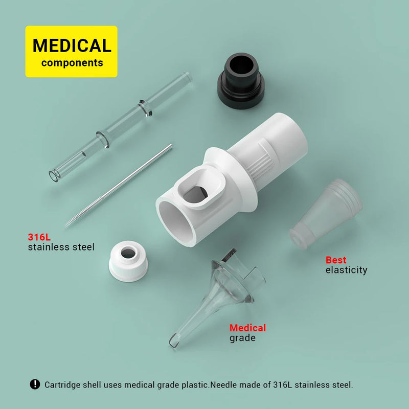 QUELLE 50Pcs Tattoo Cartridges Professional Disposable Safety Needles Permanent Makeup For Machine Supplies RL/RS/RM 0.30/0.35mm