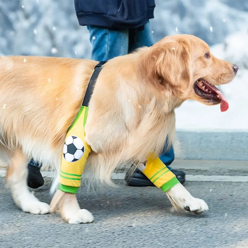 Cartoon Pet Recovery Sleeve Football/Star Pattern Soft Dog Elbow Brace Adjustable Elastic Strap Dog Front Legs Sleeve