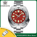 STEELDIVE SD1981 Steel Bezel Super Luminous AR Sapphire Glass NH35 Automatic 200m Waterproof Mens Dive Watch with Milled Clasp