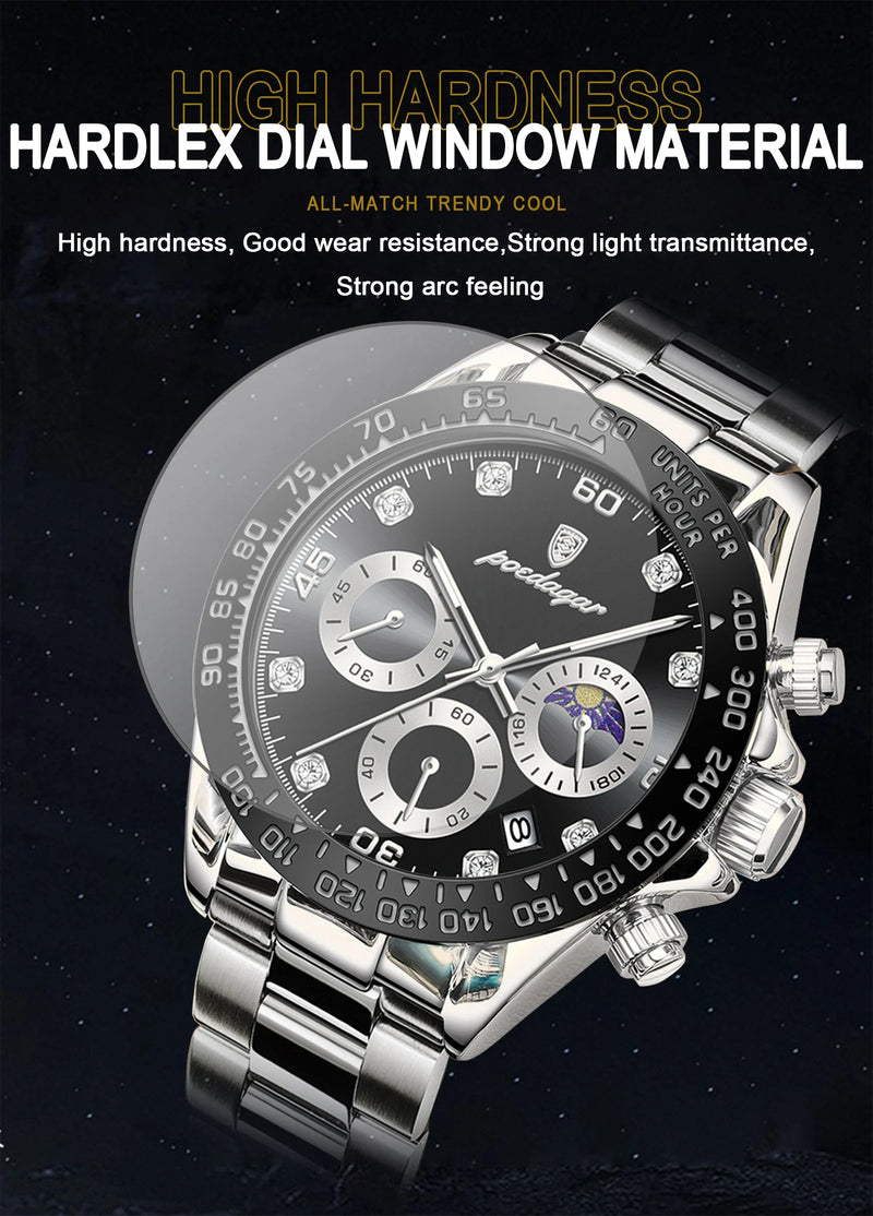 POEDAGAR Luxury Watch For Men High Quality Luminous Waterproof Chronograph Men's Watch Stainless Steel Men Quartz Watches Reloj
