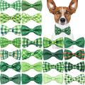 50/100pcs St.Patrick's Day Dog Accessories Plaid Style Dog Bow Ties Sliding Pet Dog Collar Accessories Clover Pet Supplies