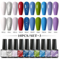 Mtssii 10PCS Reflective Gel Nail Polish Set Fluorescent Glitter Semi Permanent Hybrid Gel Varnish Soak Off UV Lamp For Manicure