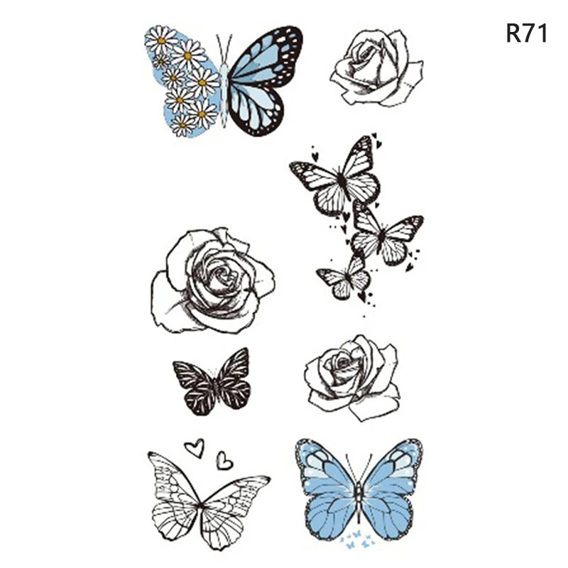 1Sheet Waterproof Temporary Tattoo Sticker 3D Butterfly Theme Fake Tattoo for Women Body Leg Arm Art