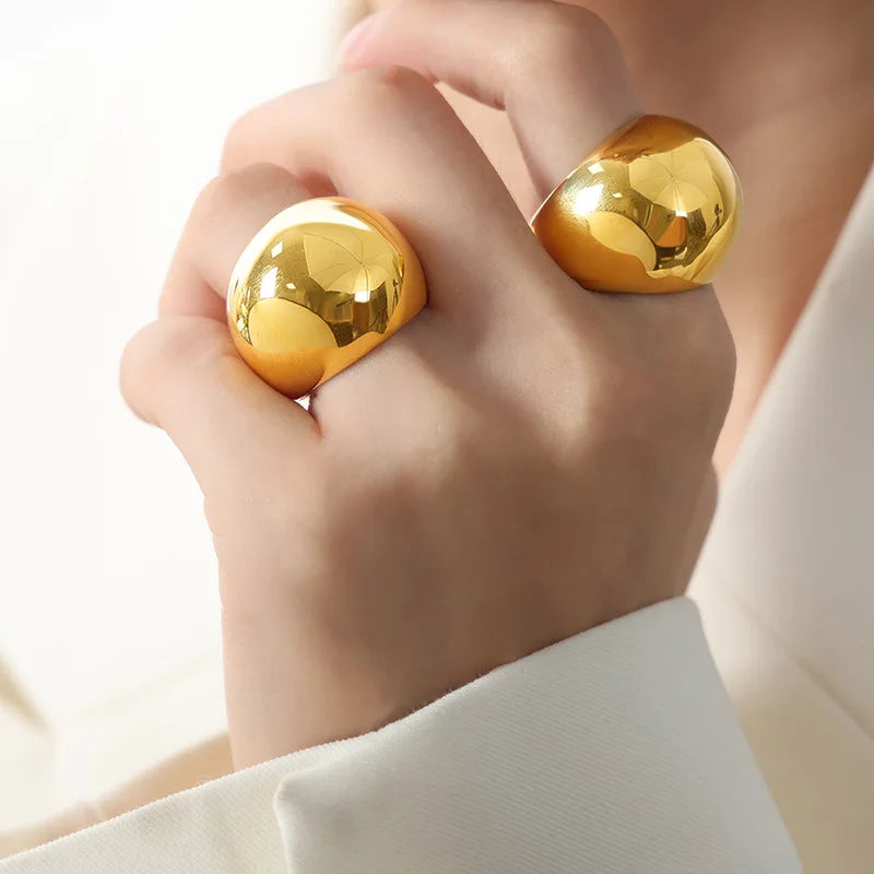 Fashion Women'S Stainless Steel Ring Oval Female Luxury Ring Punk Accessories Aesthetics Jewelry Party Gift Wholesale