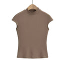 Taop&Za 2024 Spring New Product Women's Fashion Versatile Half High Collar Small Flying Sleeves Slim Fit Top