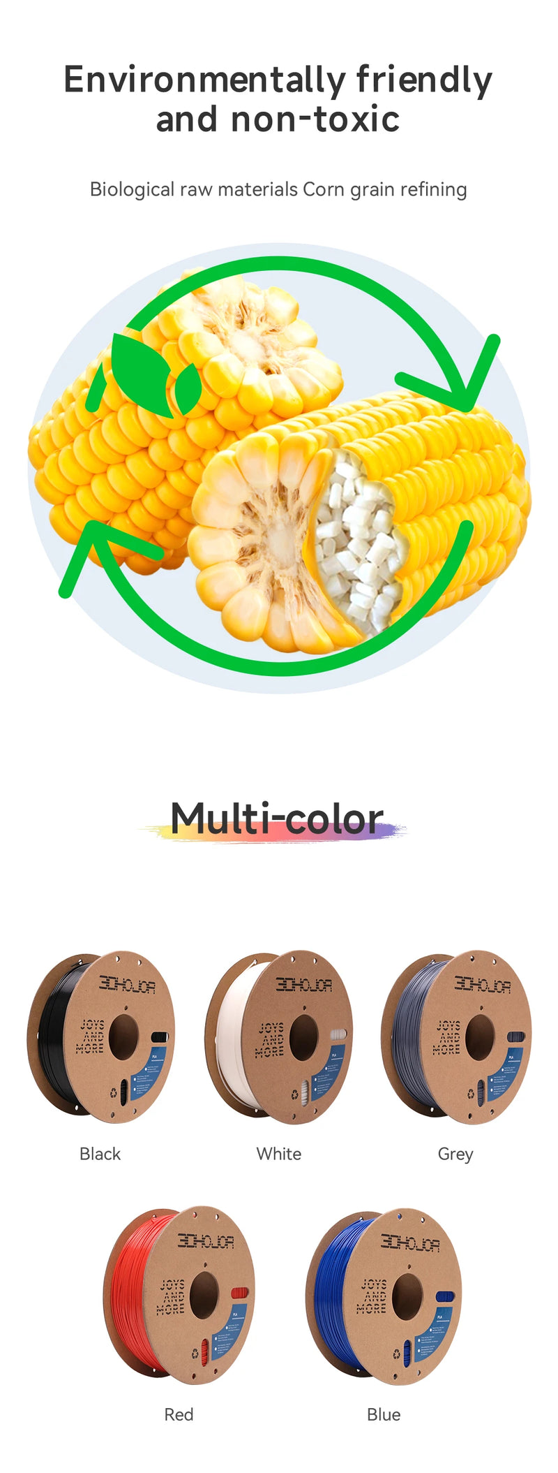 3DHOJOR PLA Filament 1.75mm 1KG Spool Upgraded PLA 3D Printer Filament High-Speed Printing 3D Printing Material PLA 3D Filament