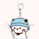 Llavero con diseño de Bubu Dudu, pareja de enamorados, oso panda, accesorios para bolso, colgante, joyería, regalos para amantes.