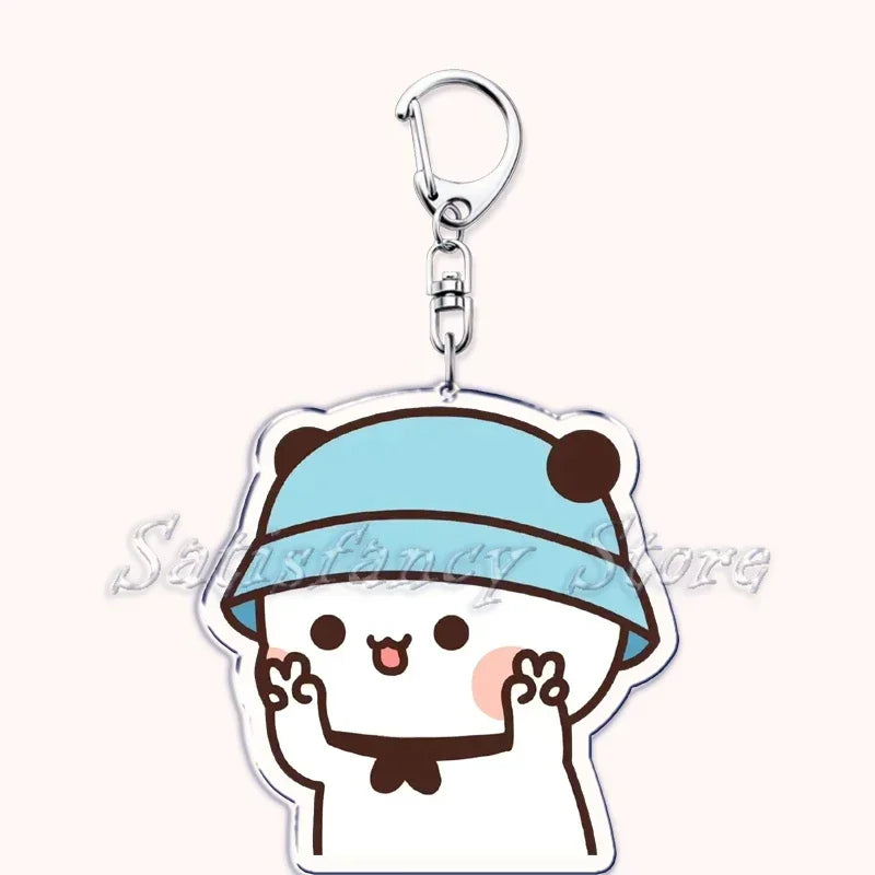 Llavero con diseño de Bubu Dudu, pareja de enamorados, oso panda, accesorios para bolso, colgante, joyería, regalos para amantes.