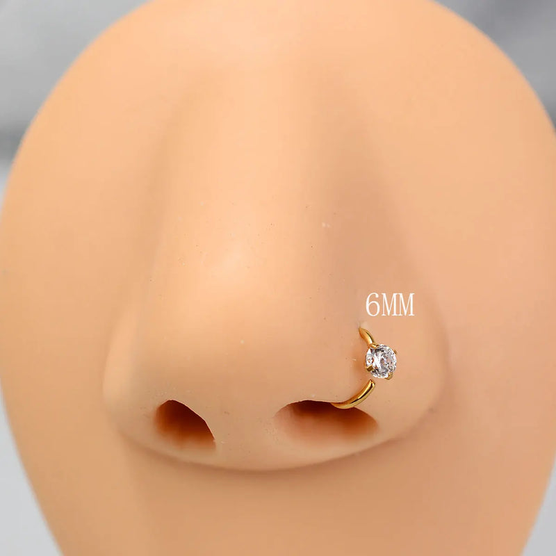 1Pair Mini Tragus Helix Piercings Stainless Steel Septum Nose Ring Studs Crystal Zircon Hoop Earrings Body Jewelry for Women Men