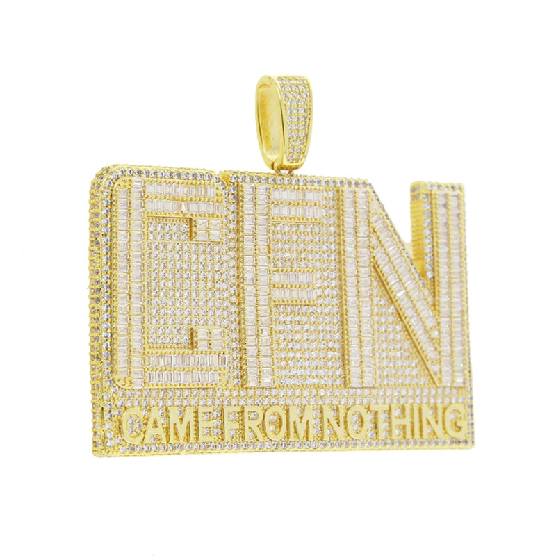 New Iced Out Bling CZ Letter Cross Pendant Necklace Various Design 5A Zircon Two Tone Color Badge Charm Men's Hip Hop Jewelry