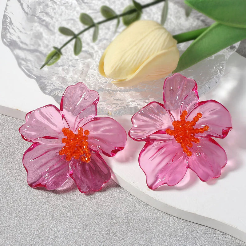 Exaggerated Trend Fashion Acrylic Transparent Flower Earrings