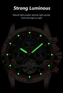 POEDAGAR Tourbillon Automatic Mechanical Wristwatch Waterproof Luminous Date Week Leather Men Watch Luxury Fashion Men's Watches